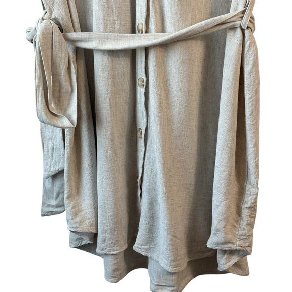 Anthropologie Perch By Blu Pepper Dress 3X Beige Linen Blend Comfort Cottage - Picture 5 of 13